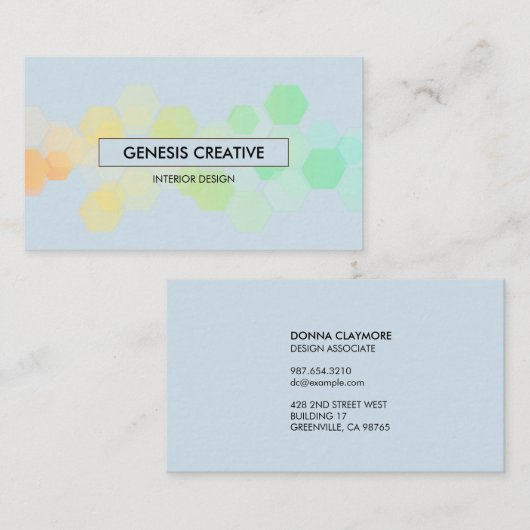 Creative Professional Honeycomb Gradient Blue Visitekaartje (Voorkant / Achterkant)