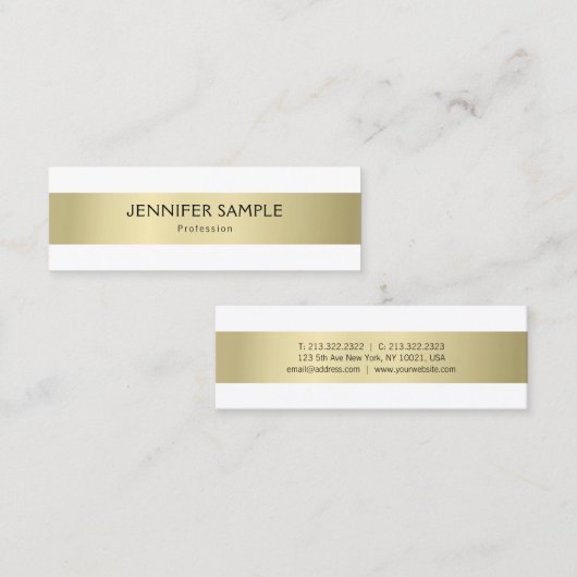 Creative Professional Simple Plain Gold Modern Mini Visitekaartje (Voorkant / Achterkant)
