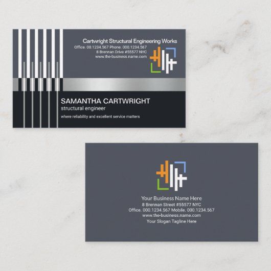 Creative Re-bar Stripes Steel Column Engineering Visitekaartje (Voorkant / Achterkant)