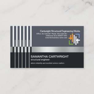 Creative Re-bar Stripes Steel Column Engineering Visitekaartje