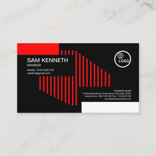 Creative Red Structure Lines Engineer Visitekaartje (Voorkant)