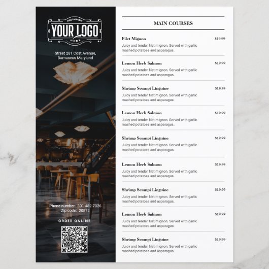 Creative Restaurant Menu voor- en achterzijde (Achterkant)