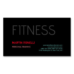 Creative Retro Black Grey Dynamic Personal Trainer Magnetisch Visitekaartje