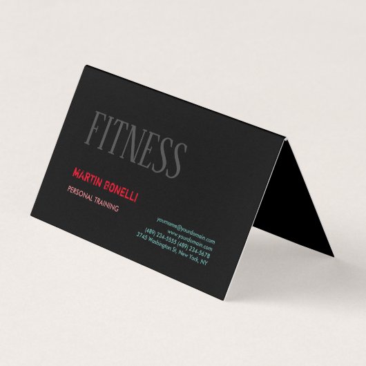 Creative Retro Black Grey Dynamic Personal Trainer Visitekaartje (Voorkant)