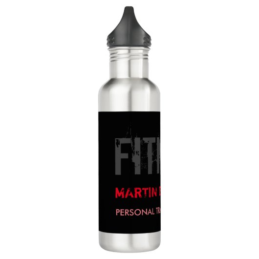 Creative Retro Black Grey Dynamic Personal Trainer Waterfles (Links)