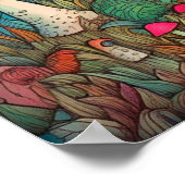 Creative Retro Psychedelic Mushroom Illustratie Poster (Hoek)