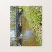 Creative river bridge green photopuzzle puzzel (Verticaal)