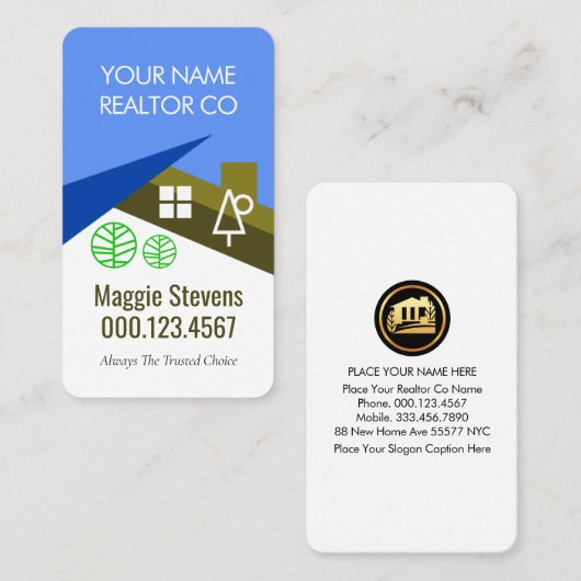 Creative Roof Blue Sky Tree Landscape Visitekaartje (Voorkant / Achterkant)