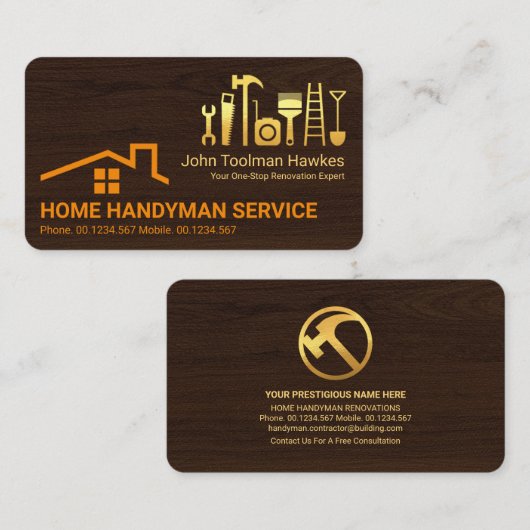 Creative Rooftop Construction Tools voor houtlagen Visitekaartje (Voorkant / Achterkant)