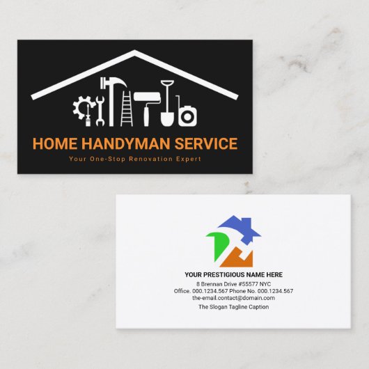 Creative Rooftop Handyman Tools Building Visitekaartje (Voorkant / Achterkant)