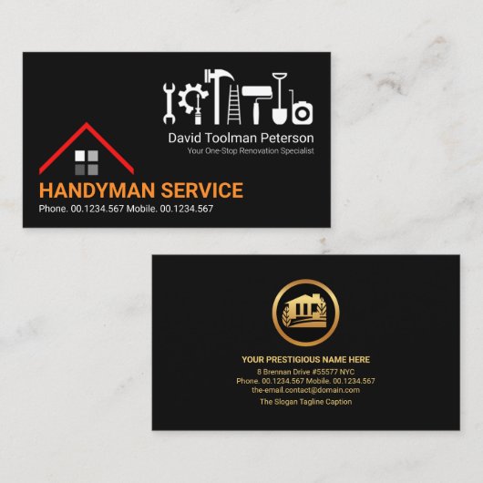 Creative Rooftop Handyman Tools Home Renovation Visitekaartje (Voorkant / Achterkant)