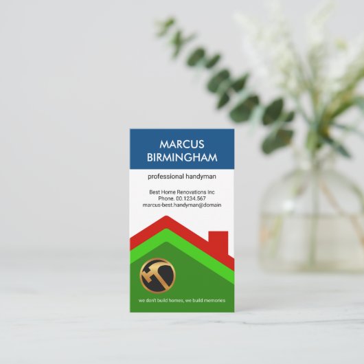 Creative Rooftop Layers Construction Handyman Visitekaartje (Staand voorkant)