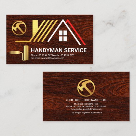 Creative Rooftop on Timber Wood Handyman Builder Visitekaartje (Voorkant / Achterkant)