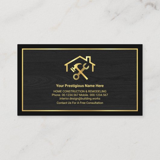Creative Rooftop Spanner Hammer Gold Lijst Visitekaartje (Achterkant)