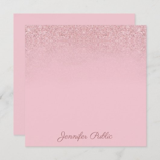 Creative Roos Gold Calligrafie Script Tekst Elegan Notitiekaartje (Voorkant / Achterkant)