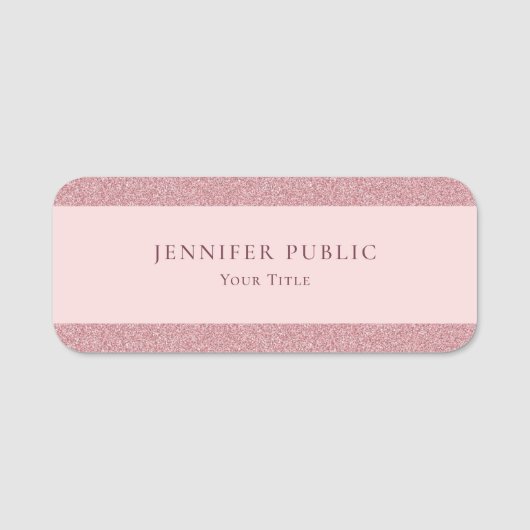 Creative Roos Gold Glitter Moderne Elegant Sjabloo Naamplaatje (Voorkant)