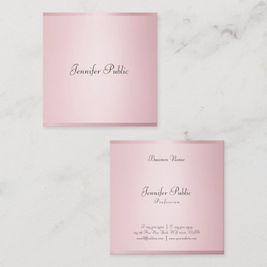 Creative Roos Gold Moderne handgeschreven Sjabloon Vierkante Visitekaartje (Voorkant / Achterkant)