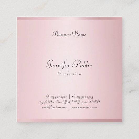 Creative Roos Gold Moderne handgeschreven Sjabloon Vierkante Visitekaartje (Achterkant)