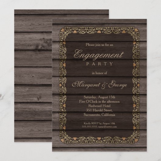 Creative Rustic Wood Engagement Party Kaart (Voorkant / Achterkant)