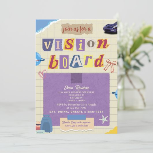 Creative Scrapbook Vision Board Girls Night Party Kaart (Staand voorkant)