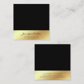 Creative Script Black Gold Trendy Fashionable Vierkante Visitekaartje (Voorkant / Achterkant)