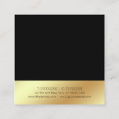 Creative Script Black Gold Trendy Fashionable Vierkante Visitekaartje (Achterkant)