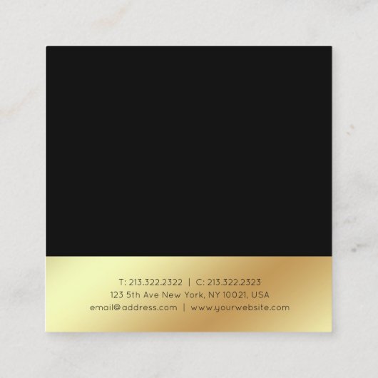 Creative Script Black Gold Trendy Fashionable Vierkante Visitekaartje (Achterkant)