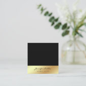 Creative Script Black Gold Trendy Fashionable Vierkante Visitekaartje (Staand voorkant)