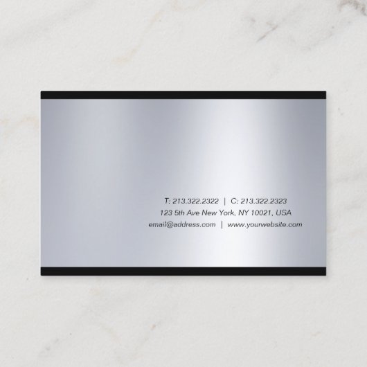 Creative Script Glam Silver Modern Professional Visitekaartje (Achterkant)