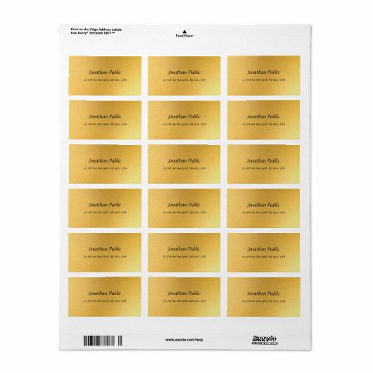 Creative Script Gold Sjabloon Modern adres Etiket (Full Sheet)