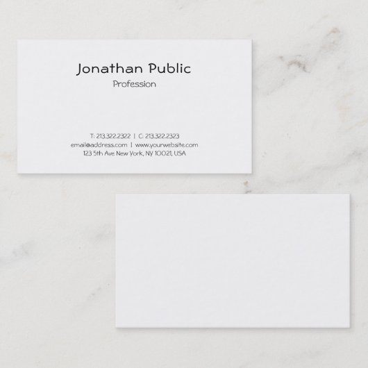 Creative Script Modern Minimalist Plain Luxury Visitekaartje (Voorkant / Achterkant)