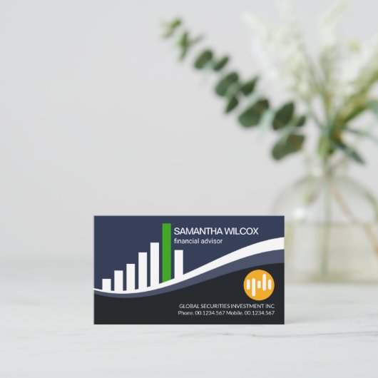 Creative Share Index Wave Graph Financial Advisor Visitekaartje (Staand voorkant)