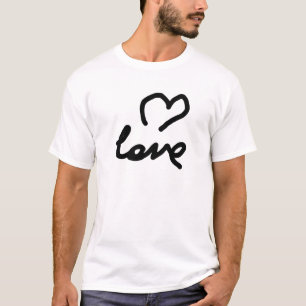 Creative Sign Love and Heart Black Color T-shirt