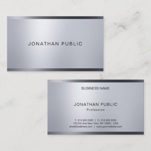 Creative Silver Let Professional Modern Visitekaartje (Voorkant / Achterkant)