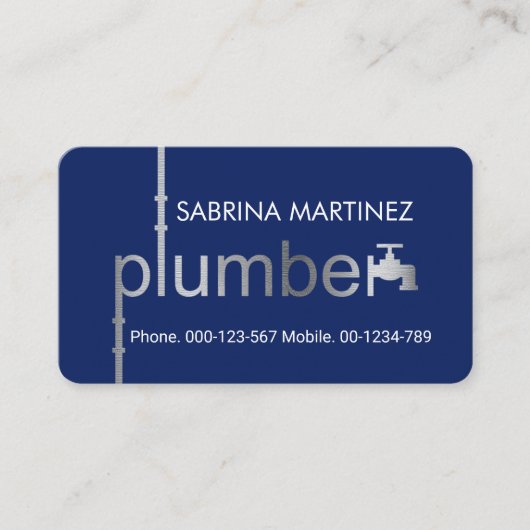 Creative Silver Plumber Pipe System Plumbing Works Visitekaartje (Voorkant)