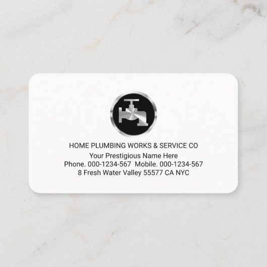 Creative Silver Plumber Pipe System Plumbing Works Visitekaartje (Achterkant)