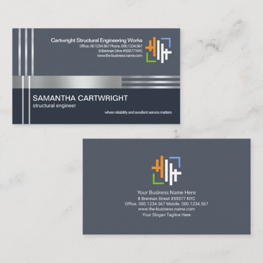 Creative Silver Re-bar Kolomtechniek Visitekaartje (Voorkant / Achterkant)