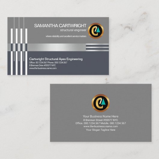 Creative Silver Re Lines Column Engineering Visitekaartje (Voorkant / Achterkant)