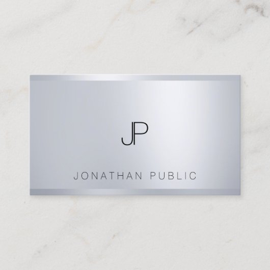 Creative Silver Sjabloon Elegant Monogram Modern Visitekaartje (Voorkant)