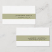 Creative Simple Design Green White Plain Trendy Visitekaartje (Voorkant / Achterkant)