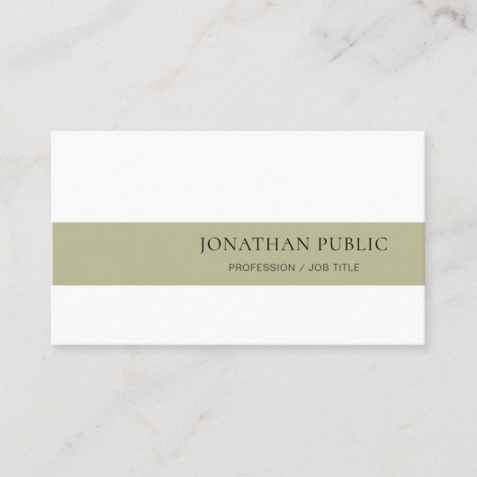 Creative Simple Design Green White Plain Trendy Visitekaartje (Voorkant)