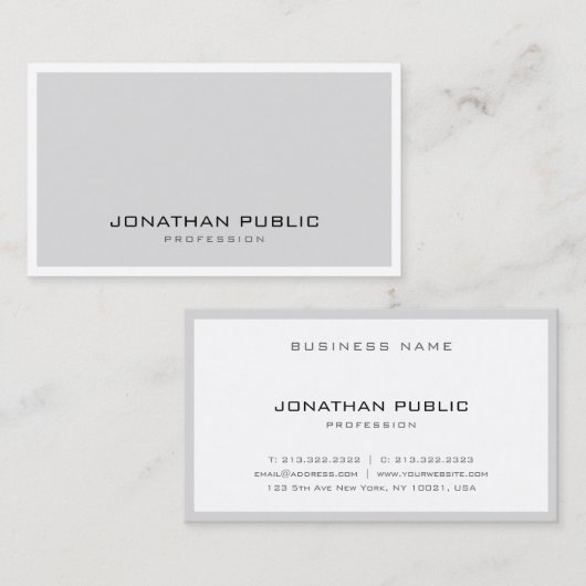 Creative Simple Design Grey White Minimalistisch T Visitekaartje (Voorkant / Achterkant)
