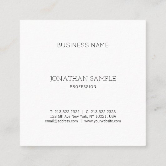 Creative Simple Design Modern Platform Professiona Vierkante Visitekaartje (Achterkant)