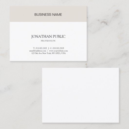 Creative Simple Design Professional Chic Plain Visitekaartje (Voorkant / Achterkant)