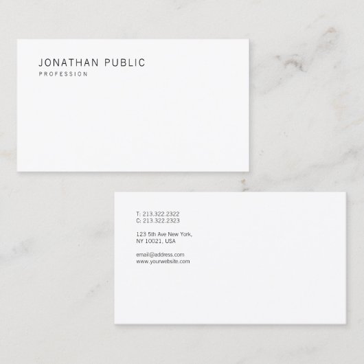 Creative Simple Design White Sjabloon Modern Visitekaartje (Voorkant / Achterkant)