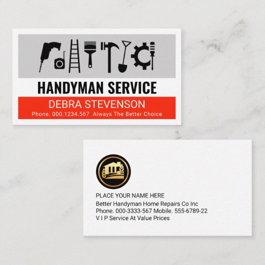 Creative Simple Handyman Tools Layer Visitekaartje (Voorkant / Achterkant)