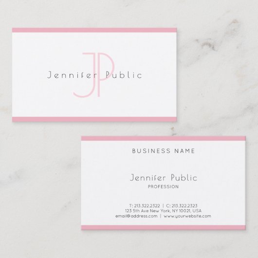Creative Simple Modern Minimalist Roze White Plain Visitekaartje (Voorkant / Achterkant)