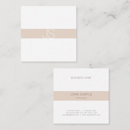 Creative Simple Modern Monogramed Professional Vierkante Visitekaartje (Voorkant / Achterkant)