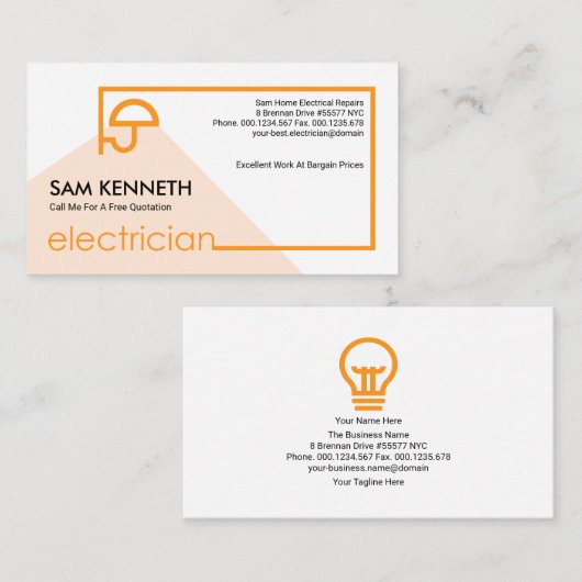 Creative Simple Oranje Electricational Signage Lij Visitekaartje (Voorkant / Achterkant)