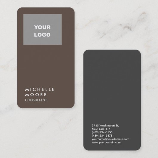 Creative Simple Plain Brown Grey voegt uw Logo toe Visitekaartje (Voorkant / Achterkant)